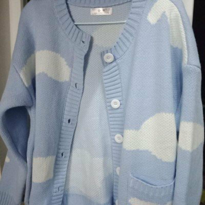 Áo khoác len nữ Cardigan áo mây trắng nhẹ nhàng phong cách Hàn | BigBuy360 - bigbuy360.vn