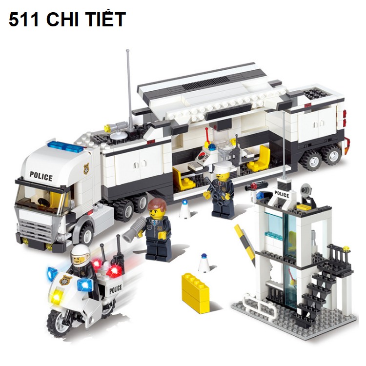 Bộ lắp ghép mô hình ô tô cảnh sát gồm 511 chi tiết bằng nhựa cao cấp