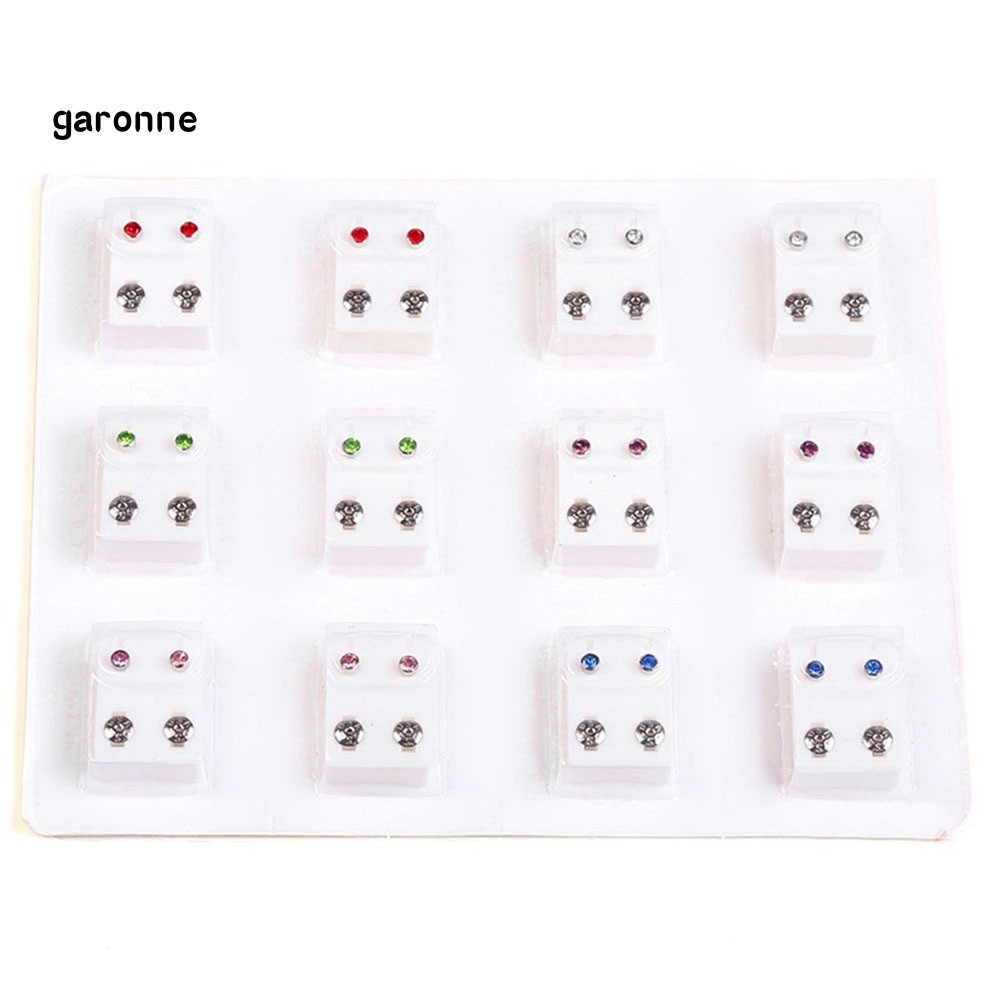 GA_12Pairs Metal Ear Studs Earrings for Piercing Machine Ear Piercing Tool Kit