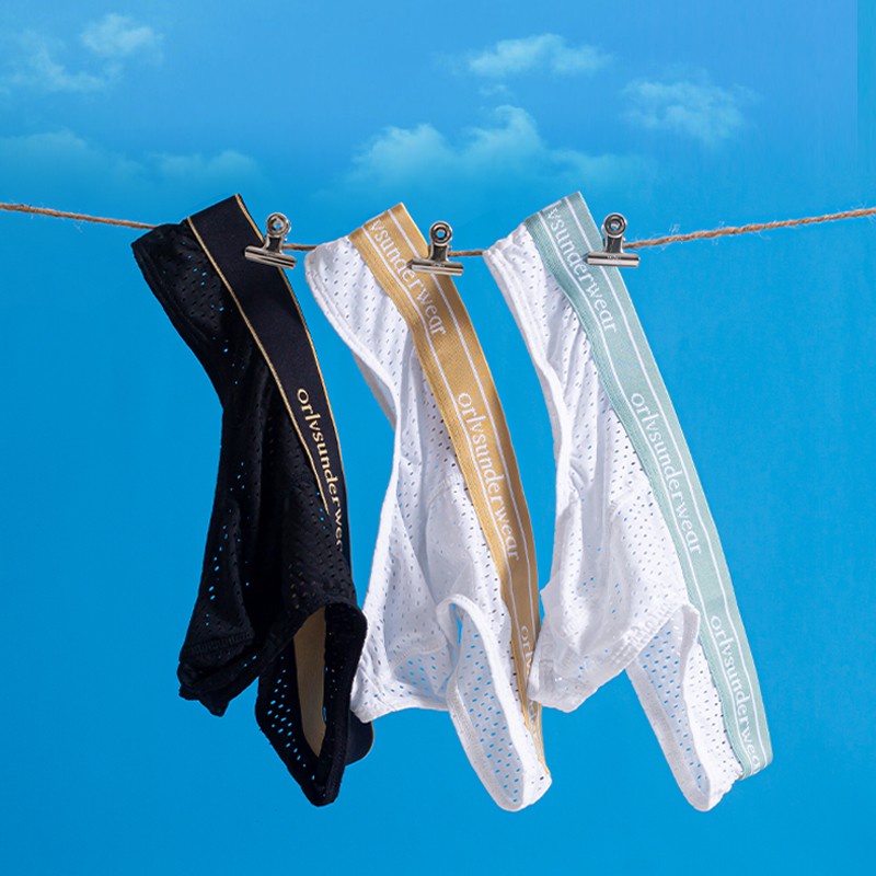 Quần lót cotton cạp thấp phối lưới thoáng khí thời trang gợi cảm dành cho nam OR6105