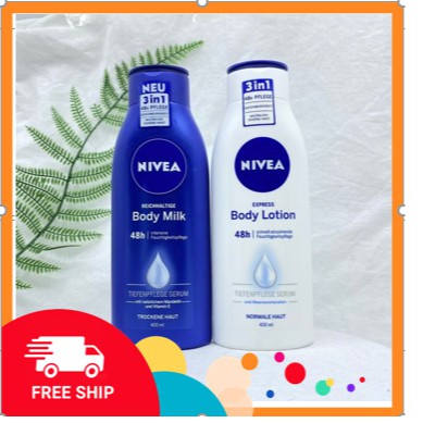 Sữa dưỡng thể chuyên sâu Nivea 48h dưỡng ẩm giúp da trắng sáng mịn màng dành cho da thường và khô, 400ml