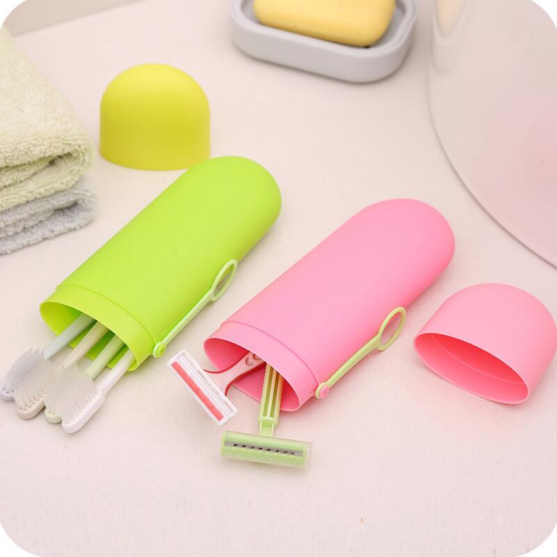 Hộp đựng bàn chải + kem đánh răng nhỏ gọn màu kẹo