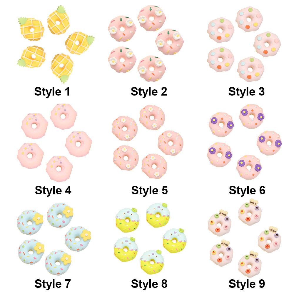 SMILE 5PCS DIY Donut Resin Decoration|Apparel Accessories Kids Hairclip Hairpin Miniature Headwear Resin Crafts Phone Case Baby Shower Decor