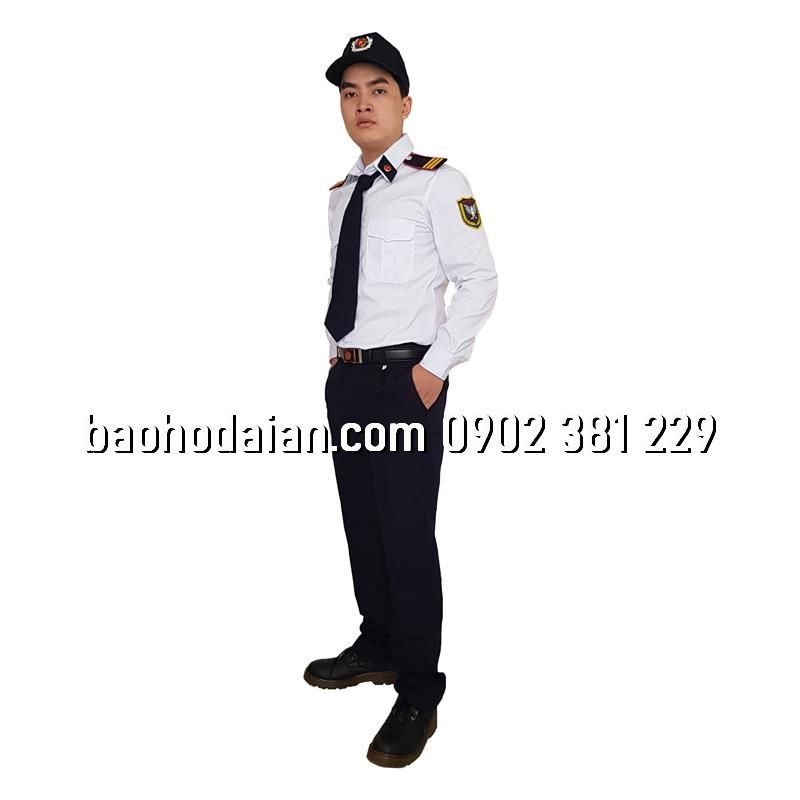 Quần áo bảo vệ dài tay màu trắng đầy đủ phụ kiện (áo vải xi - quần casme xanh)