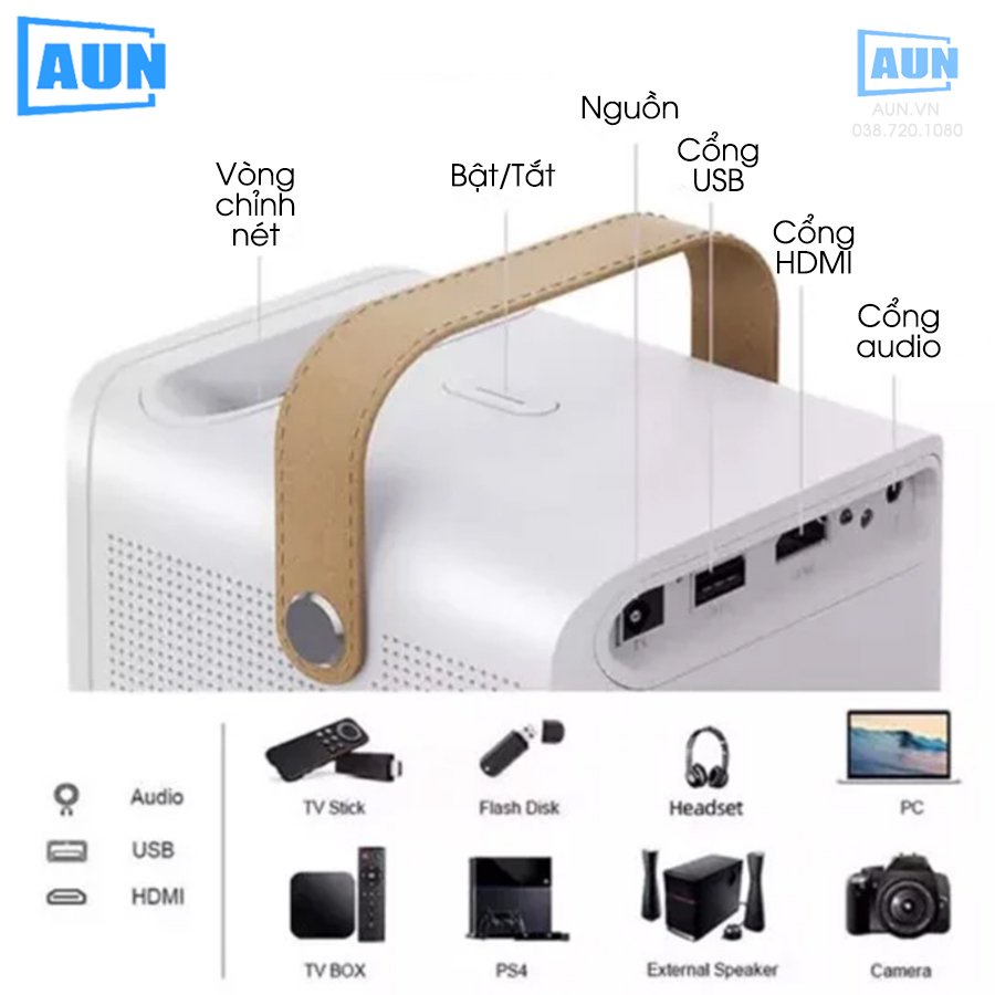 [ PHÂN GIẢI THỰC 1080P] Máy chiếu Mini Aun F30 FullHD 1080p