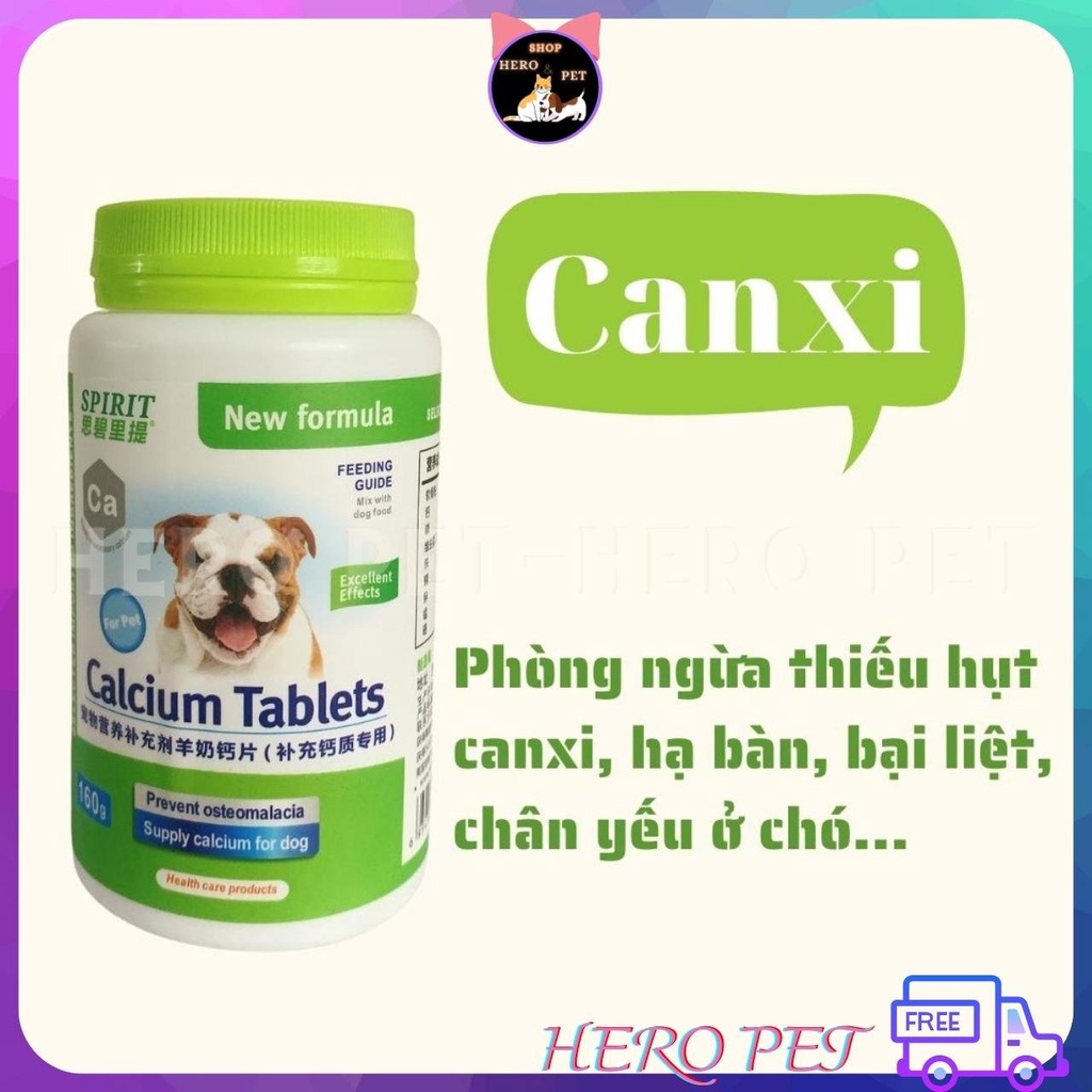 viên Canxi/Vitamin/Khoáng/Dưỡng lông bổ sung dinh dưỡng, kích thích ăn uống cho chó mèo chính hãng Spirit - Heropet