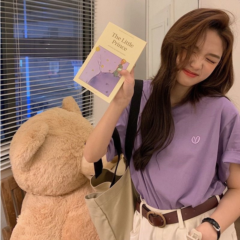 Áo Thun Tay Ngắn Thêu Chữ Phong Cách Hàn Quốc Thời Trang Mùa Hè Dành Cho Nữ 8837