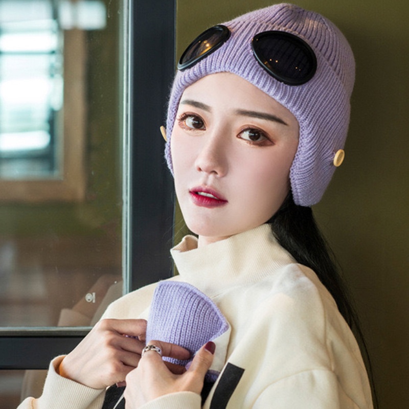 Kính Bảo Vệ Mặt Và Mũ Len Dày Dặn Chống Gió Khi Trượt Tuyết