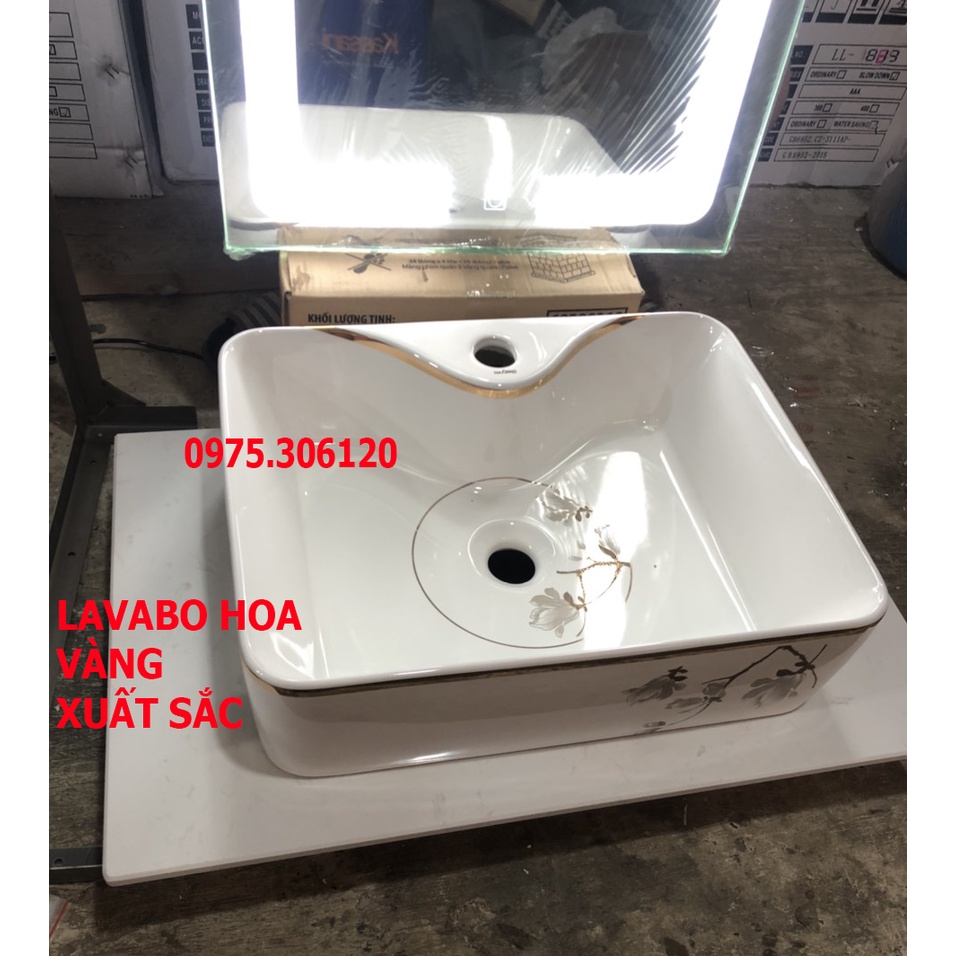 COMBO Chậu rửa mặt LAVABO+BÀN ĐÁ+GƯƠNG LED CẢM ỨNG, thiết bị nhà tắm nhà vệ sinh