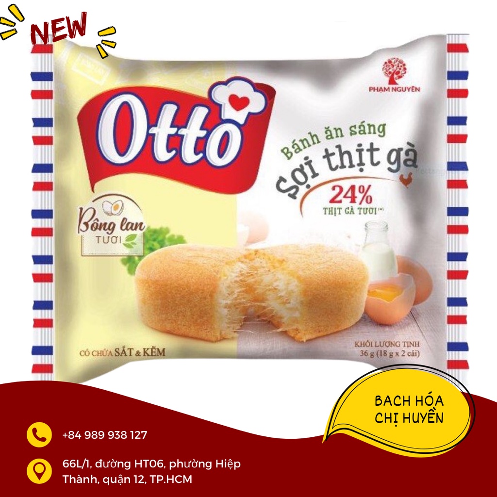 Bánh ăn sáng sợi thịt gà Otto gói 36g