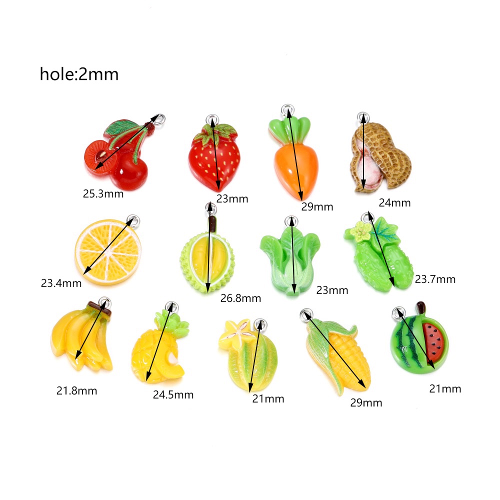 St.kunkka 10 cái / túi mặt dây chuyền hình trái cây dễ thương có lỗ cho vòng cổ DIY