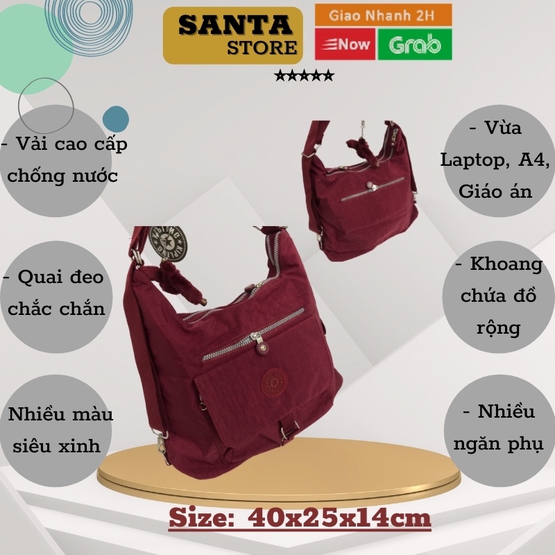 Túi vải đeo vai nữ Kipling KL669 Túi tote xách tay đeo chéo đẹp size to đi làm đựng đồ du lịch thời trang SANTA STORE