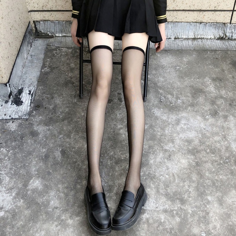 Vớ Dài Qua Gối Vải Lụa Siêu Mỏng Trong Suốt Phong Cách Lolita Thời Trang Mùa Hè Cho Nữ