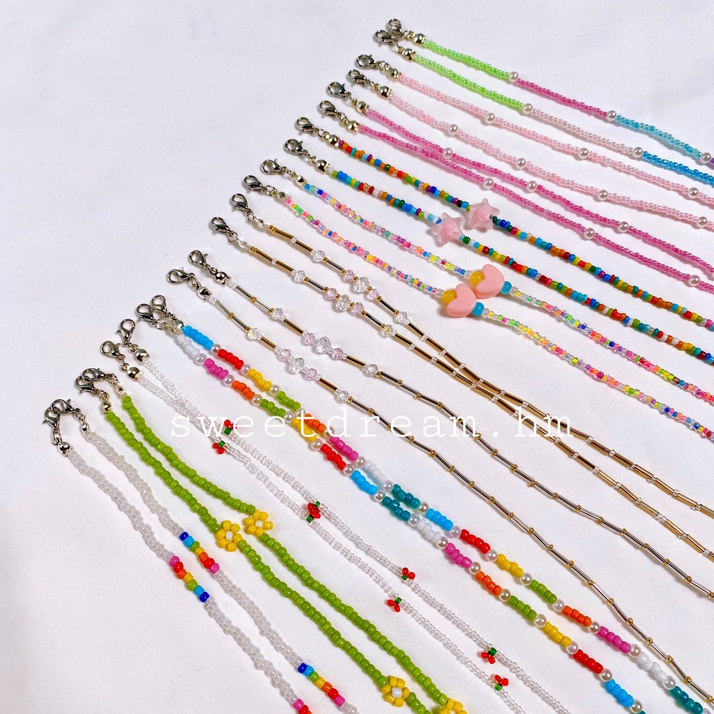Dây Đeo Khẩu Trang, Đeo Kính Hạt Cườm Nhiều Màu, Dây Đeo Handmade Xinh Xắn