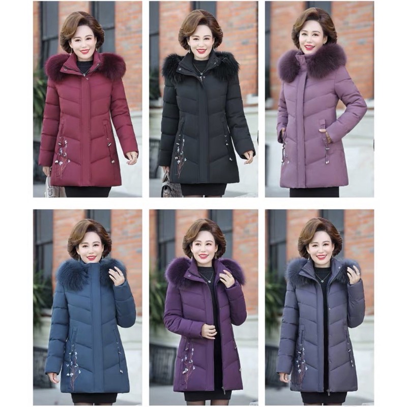 Áo khoác dáng dài kèm hoa văn cho mẹ