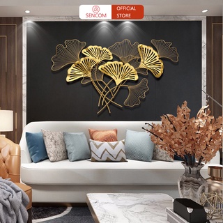 Tranh sắt treo tường nghệ thuật, trang decor trang trí lá gingko ngang - 2042