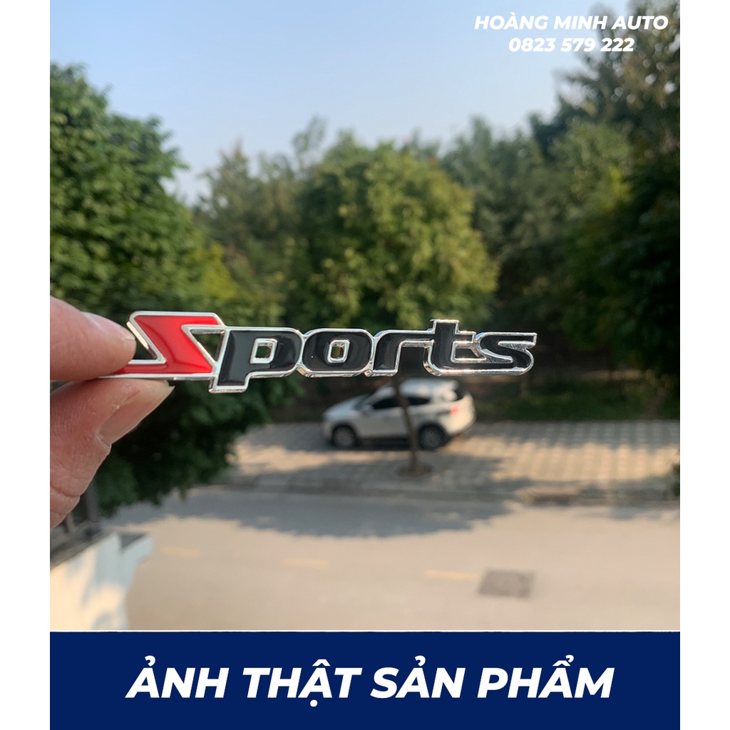 Logo tem 3D kim loại chữ SPORTS dán xe hơi ô tô