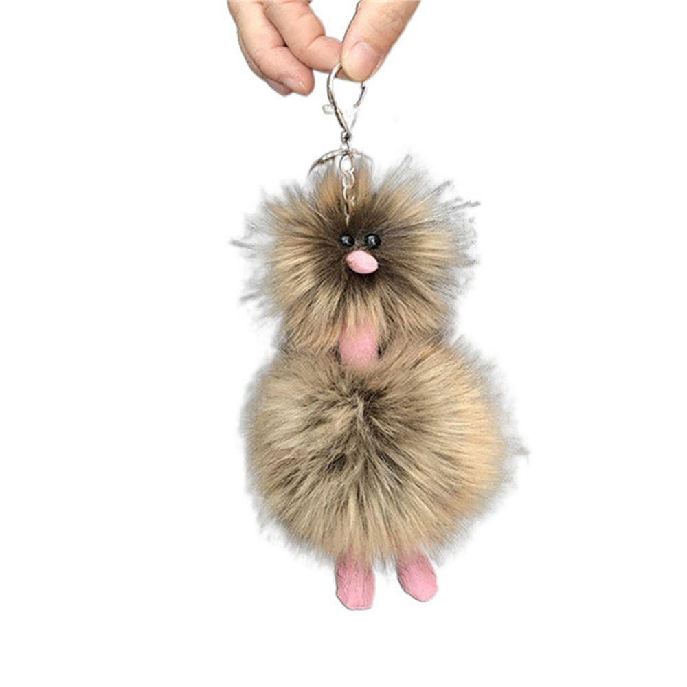 Móc Khóa Hình Con Đà Điểu Phối Banh Lông Nhiều Màu Sắc Kiểu Dáng Mới