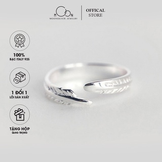 Nhẫn bạc nữ moonsilver lá lông vũ mở đơn giản freesize