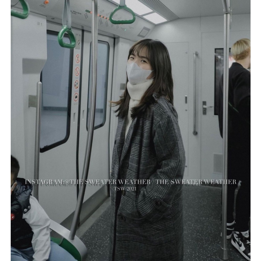 Áo măng tô nữ dạ kẻ Hàn Quốc trần bông dáng dài - EllyStore | WebRaoVat - webraovat.net.vn