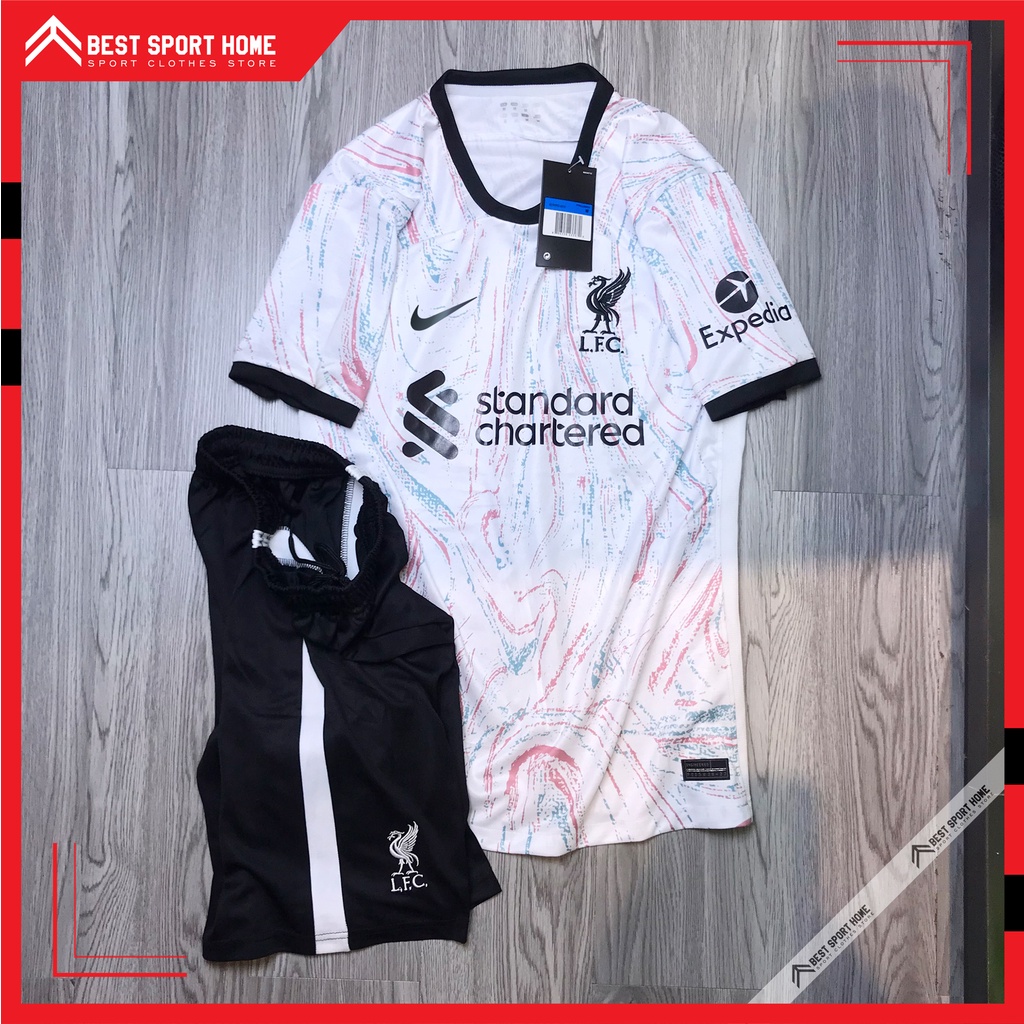 Set quần áo bóng đá Liverpool Sân khách 2022/23 - Mẫu chính thức màu trắng form Âu - In ấn tên số theo yêu cầu