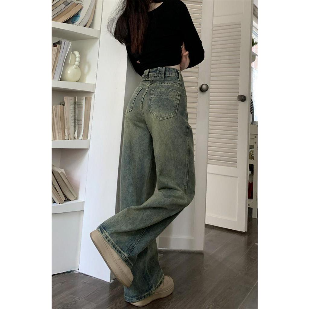 Quần Denim Ống Suông Rộng Lưng Cao Hoài Cổ 64963