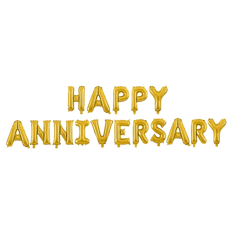 Bong bóng lá nhôm 16 inch hình chữ Happy Anniversary trang trí tiệc cưới