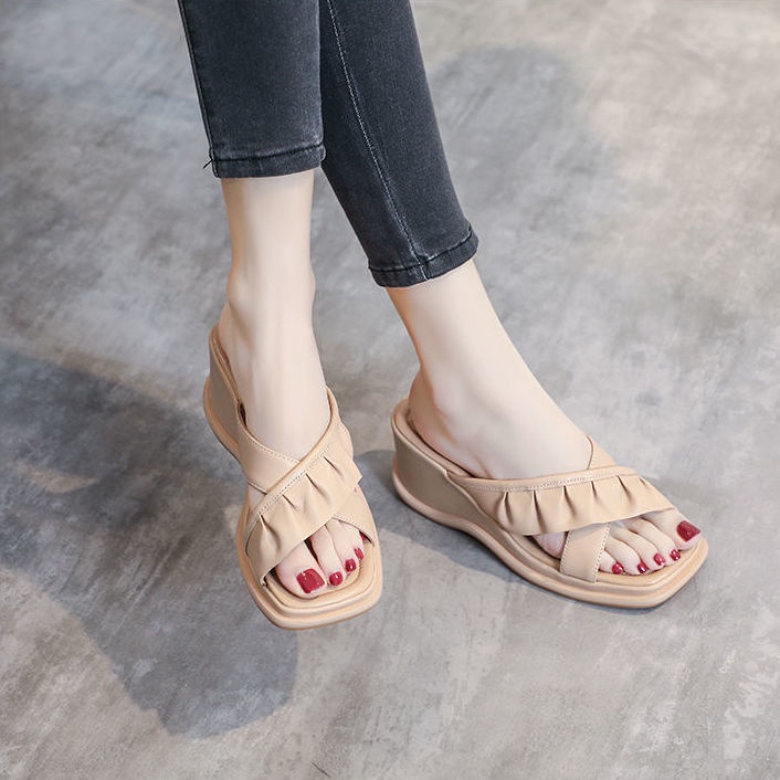 Giày Sandal Đế Dày Bằng Da Mềm Thời Trang Đi Biển Mùa Hè