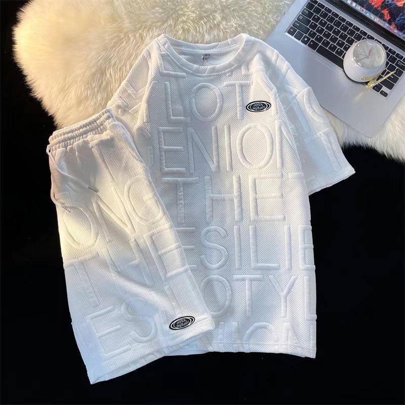 Đồ Bộ Nam Áo Thun In Chữ Cổ Tròn Phối Quần Short Rút Dây Thời Trang Cho Nam đồ bộ nam Form Rộng đồ bộ thể thao nữ