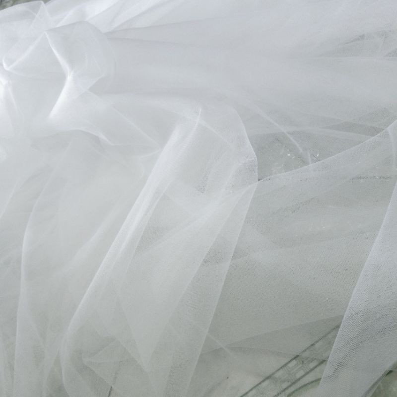 Vải Vol (voan) lưới trắng may đầm, trang trí tiệc cưới, phông sân khấu + Vải lót đầm
