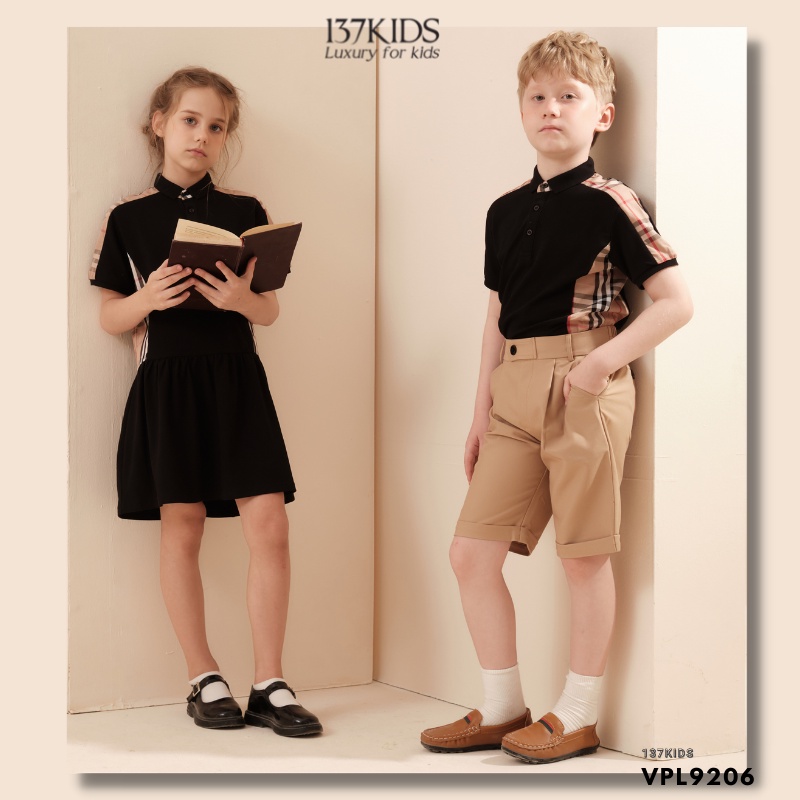 Váy polo kẻ burberry thiết kế 137kids chất cotton cao cấp thấm hút mồ hôi cực tốt cho bé gái