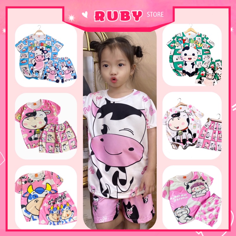 Đồ bộ Bò Sữa, Doremon, Kitty Nhiều Mẫu cực xinh (Dưới 35KG) ❤ Set mẹ và bé mặc nhà tổng hợp SIZE S DBRBD