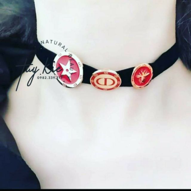 [ Gift hãng 100% ] Choker / Vòng Tay D!or Navy Leather Clover Bracelet