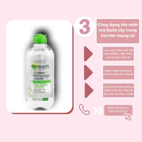 Nước Tẩy Trang Garnier Micellar Hồng/ Vàng/ Xanh Skinactive Cleansing Water 400ml TT2618 | WebRaoVat - webraovat.net.vn