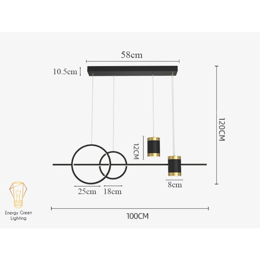 Đèn Thả 4 Bóng Energy Green Lighting DGT-1500 Hiệu Ứng Ngôi Sao - 3 Chế Độ Ánh Sáng - Decor Trang Trí Phòng Ăn,Phòng Khá
