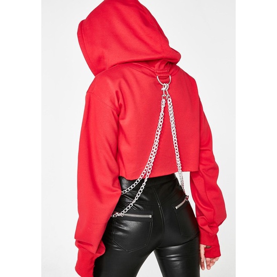 Áo Croptop Tay Dài Có Mũ Trùm Phong Cách Nhảy Múa Đường Phố Âu Mỹ Quyến Rũ