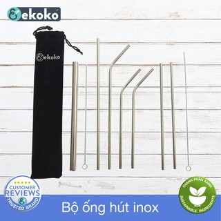 Bộ ống hút Inox 7 ống hút, 2 bàn chải - Inox straw set
