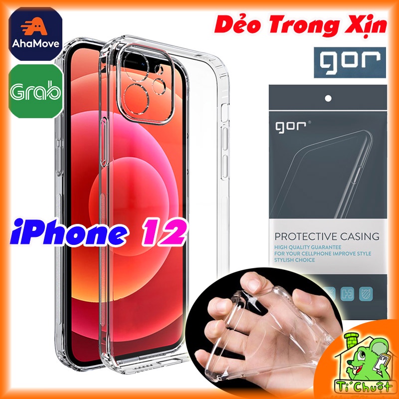 [Chính Hãng GOR][Ảnh Thật] Ốp lưng iPhone 12 6.1&quot; Silicon Dẻo Trong Suốt