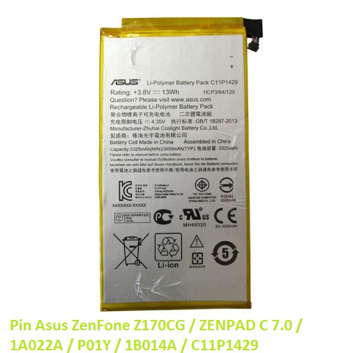 Pin Asus ZenFone Z170CG / ZENPAD C 7.0 / 1A022A / P01Y / 1B014A / C11P1429