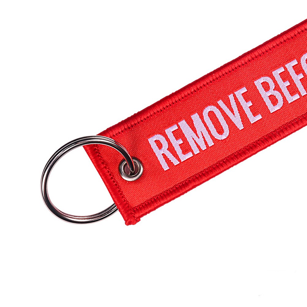 Móc dây gắn chìa khoá xe máy thêu chữ Remove Before Flight
