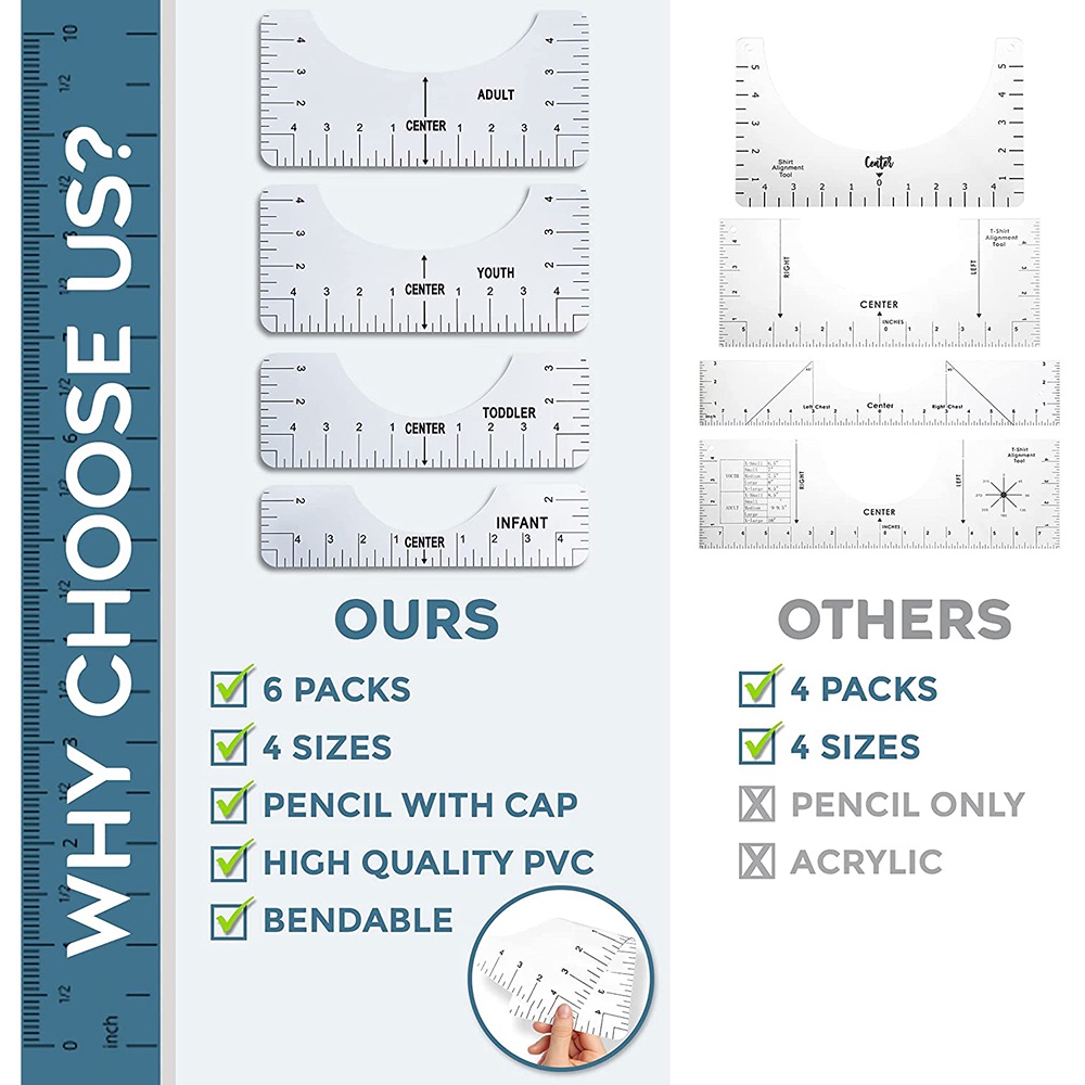 Set 4 Thước Đo Lường Chuyên Dụng Trong May Áo Thun Thời Trang