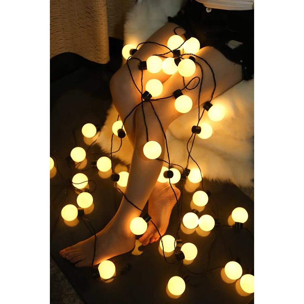 Dây đèn Cherry Ball Trang Trí Ngoài Trời dùng cho quán cà phê, trà chanh, trà sữa.. 4m 20 bóng, 5m 40 bóng loại