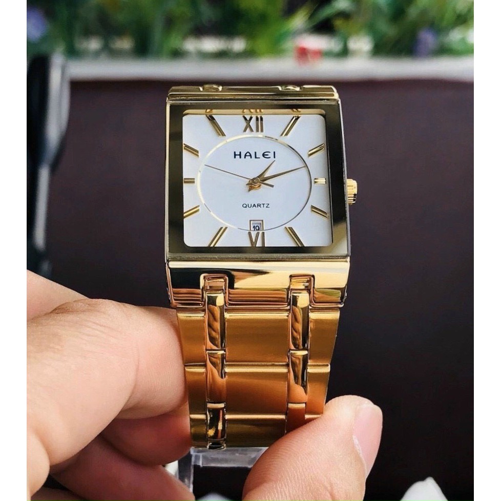 Đồng hồ nam HALEI HLV mặt vuông dây thép có lịch xem ngày | BigBuy360 - bigbuy360.vn