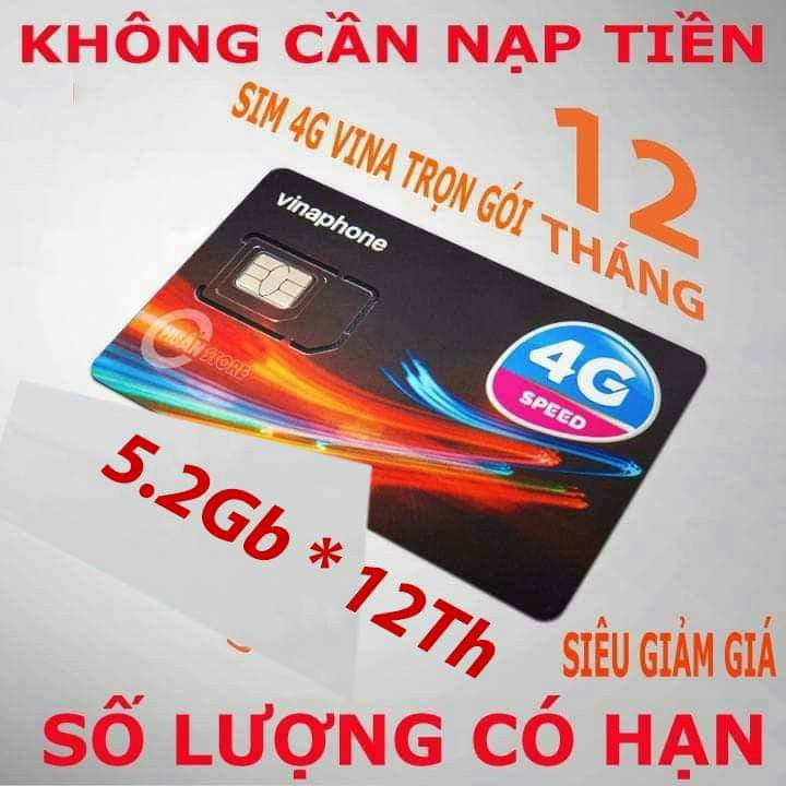 SIM VINA VD149-1440GB, VD89(D60G)-720GB, D500-60GB MIỄN PHÍ 12 THÁNG