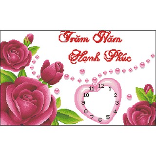 Tranh Thêu Chữ Thập Đồng Hồ Trăm Năm Hạnh Phúc 1