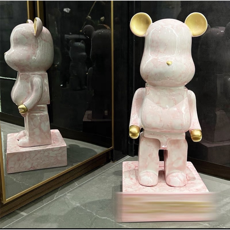 Tượng Bearbrick 1000% BE@RBRICK 50 cm loang màu tượng gấu trang trí đá màu