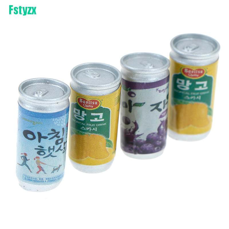 fstyzx 4Pcs 1:12 Dollhouse miniature drink cans fou doll house kitchen decorate