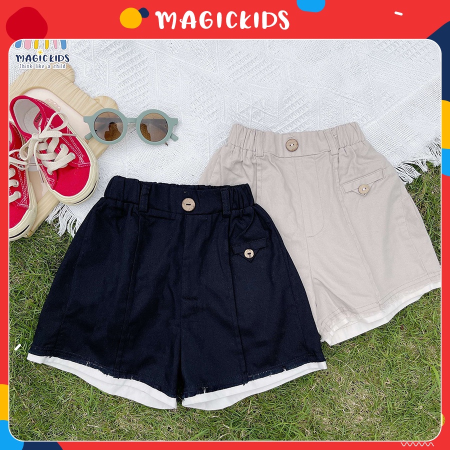 Quần short đùi kaki ngắn bé trai 1 2 3 4 5 6 tuổi đi chơi đi học Magickids Quần áo trẻ em mùa hè thoáng mát QĐ22002