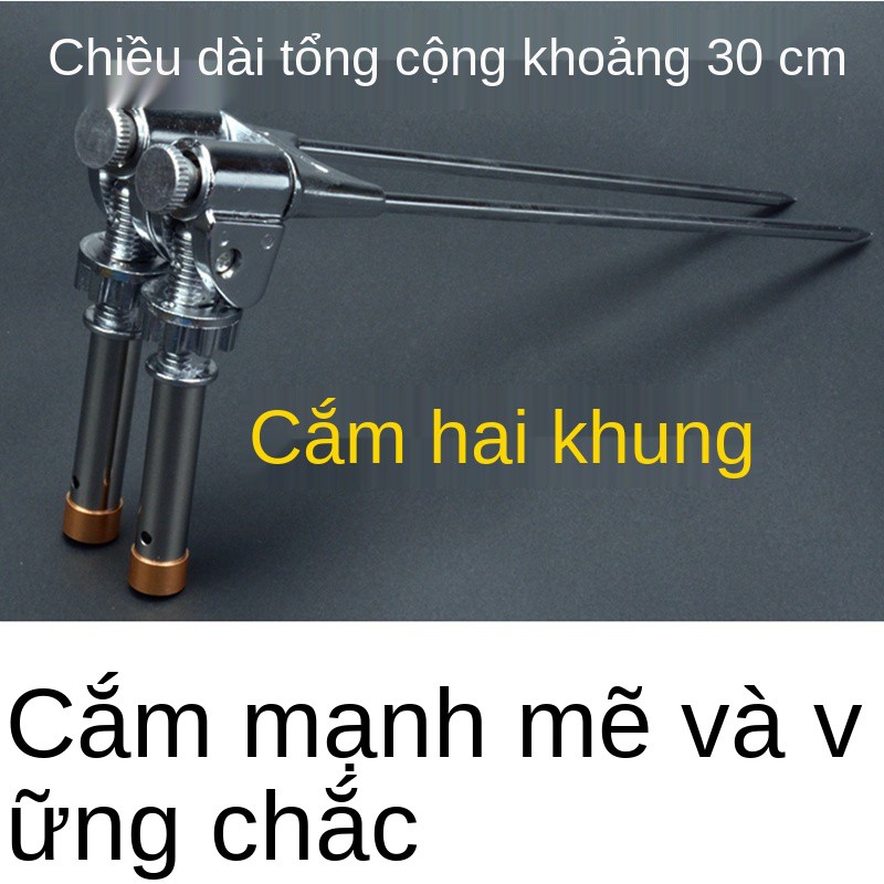 Thép không gỉ kép đa năng giá đỡ tháp súng Hộp câu cá bằng kim loại đầy đủ cần cắm vào chân đế dưới đất