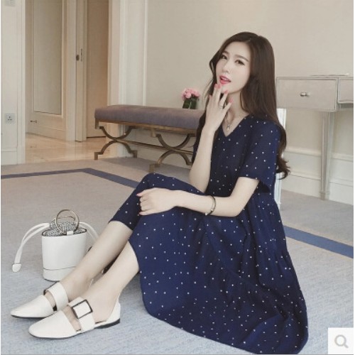 Đầm bầu chấm bi Azuno
